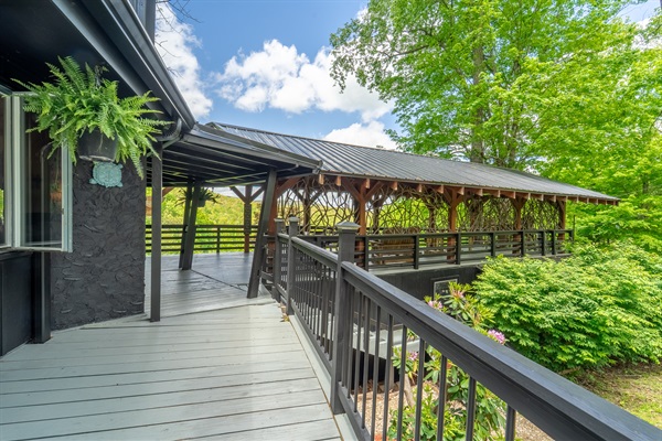 Wrap Porch From Front to Back and Steps Down to the Fire Pit and Grilling Entertainment Area