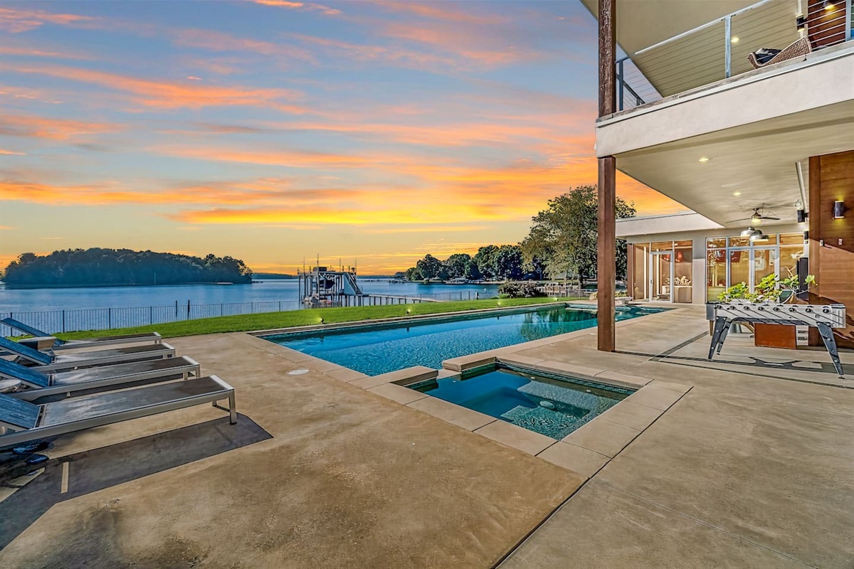 Stunning lakefront pool and spa with amazing views on Lake Norman and morning sunrises