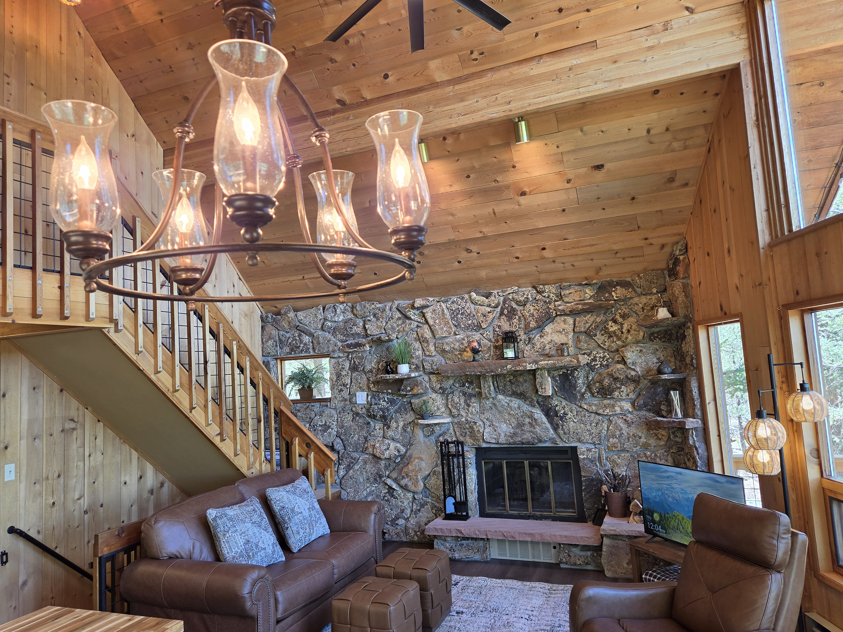 Living Room with wood-burning fireplace