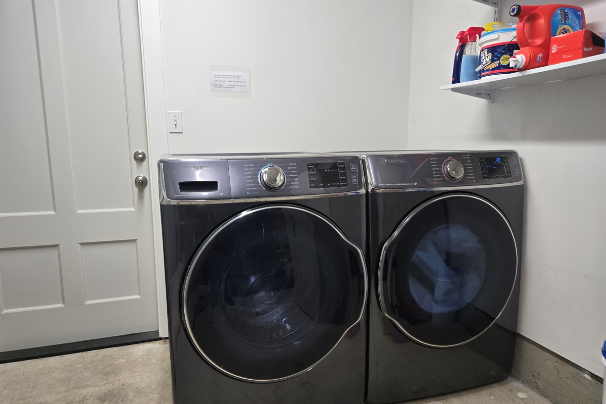 Feel free to use the very high capacity washer and dryer
