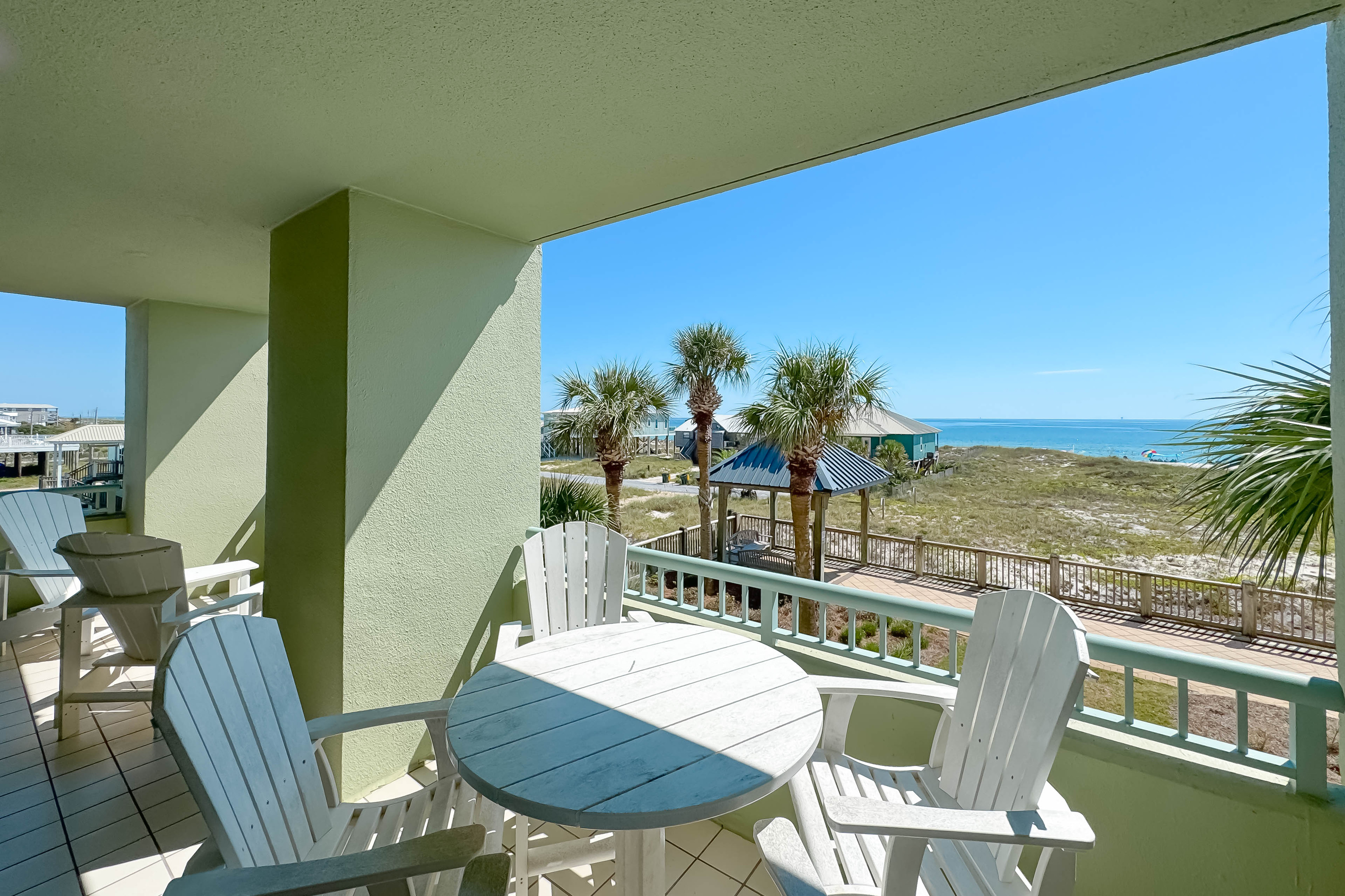 Designed for comfort and conversation, our balcony's outdoor furnishings create the perfect setting for enjoying the serene beachfront atmosphere.  Escape the everyday and embrace tranquility.