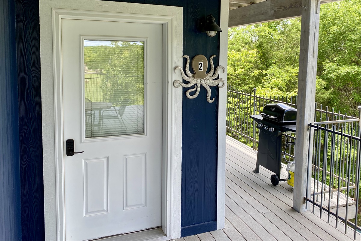 Keypad Entry and outdoor grilling area