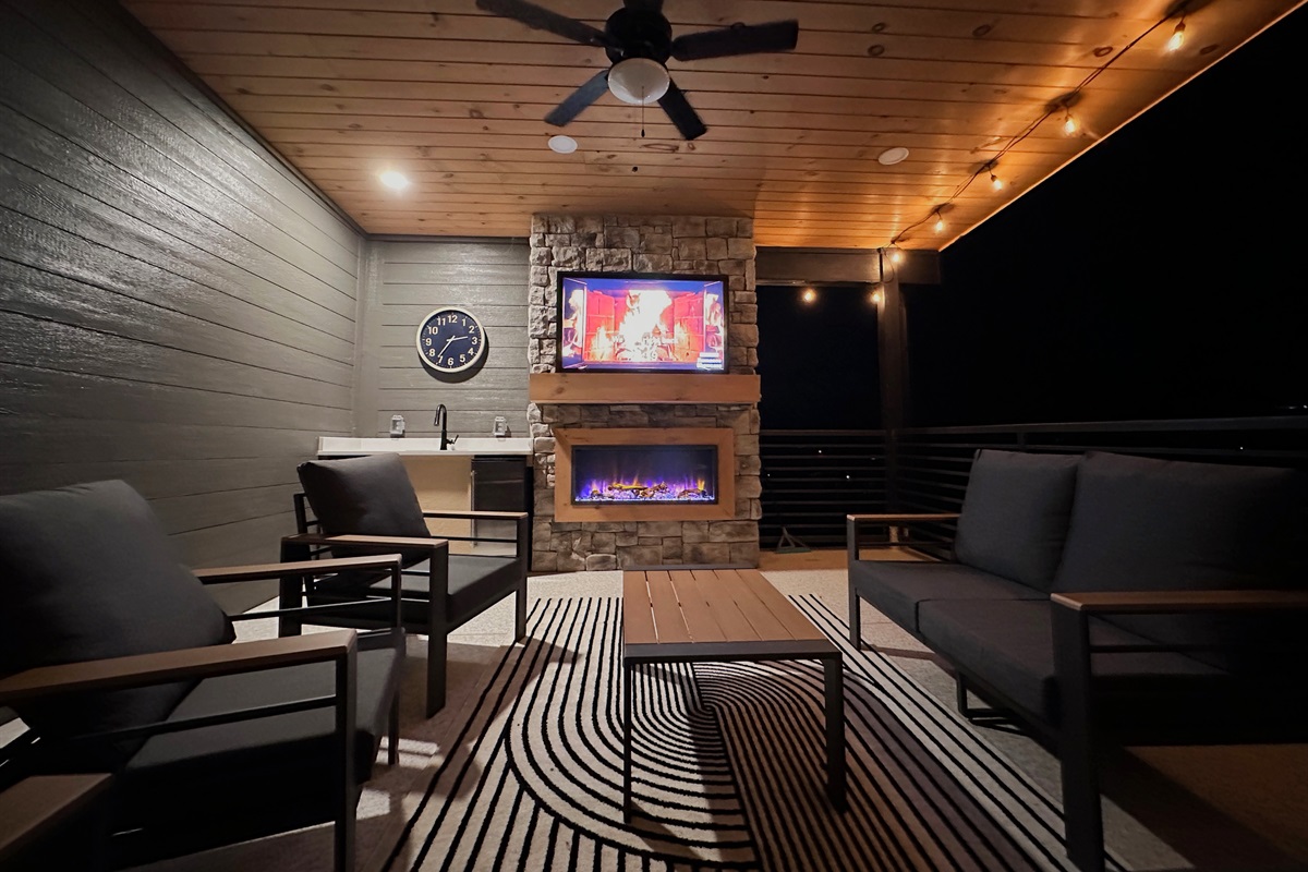 Floor 4 - Rooftop Deck: Fireplace + Movie Area