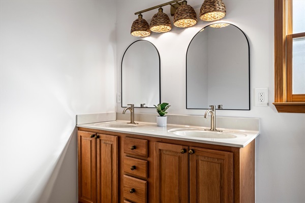 Primary bath with double vanity—designed for comfort and convenience during your stay.
