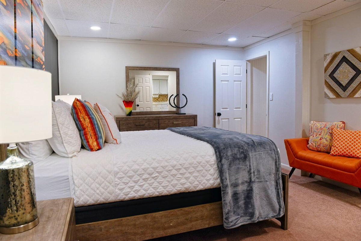 Bedroom 4 - Large bedroom with Queen bed on the basement level.