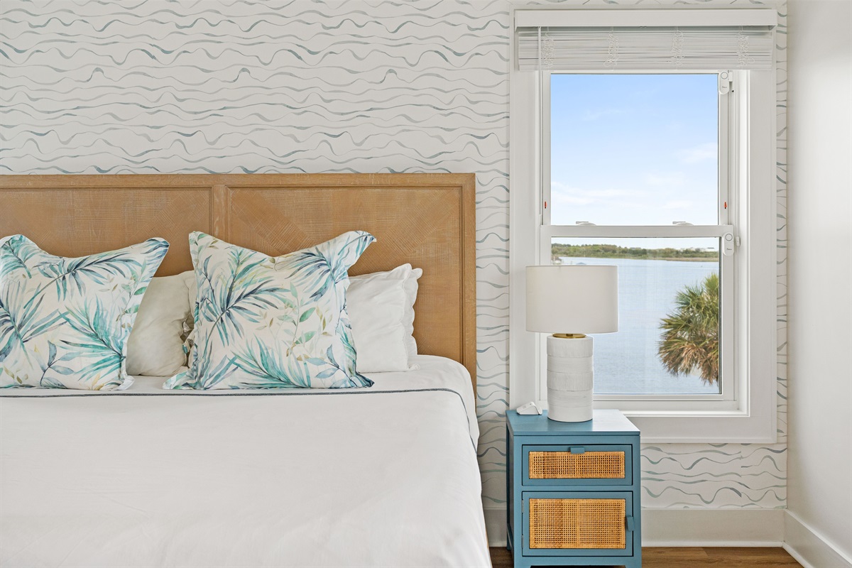 Stylish details and calming waterfront views create the perfect retreat atmosphere