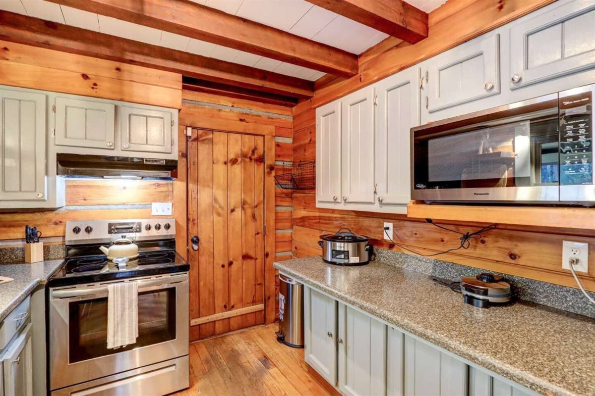 Kitchen at the big cabin with crockpot