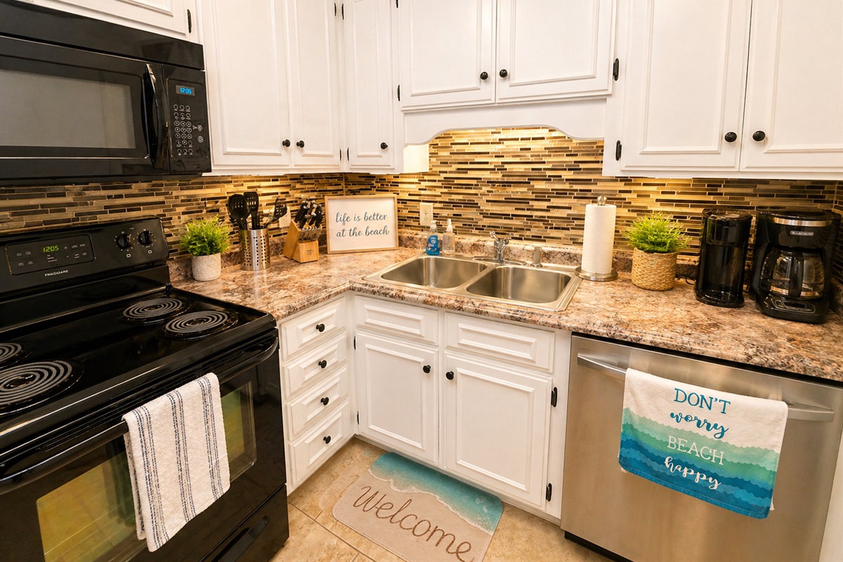 Fully stocked kitchen