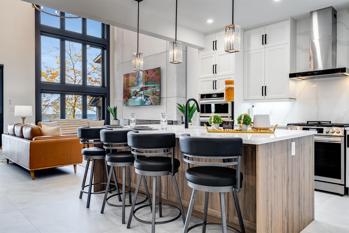 Clean lines highlight the open, airy feel.