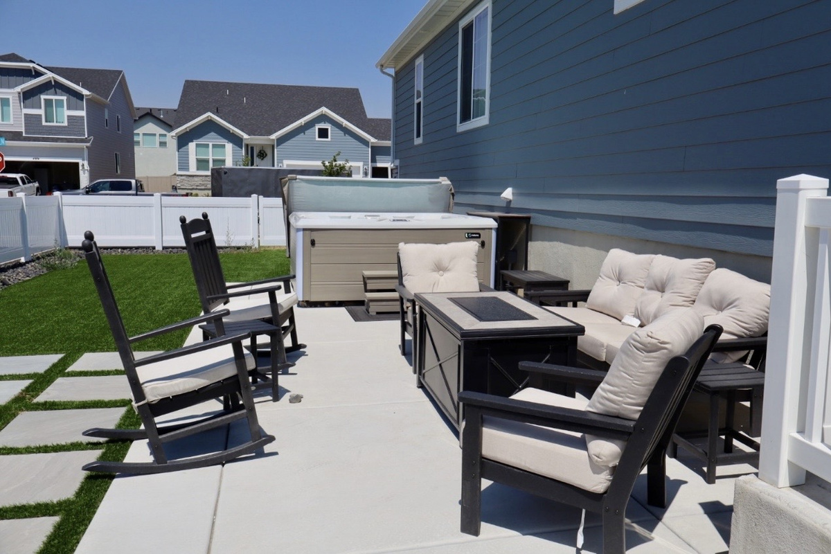 Enjoy the beautiful back yard with private hot tub