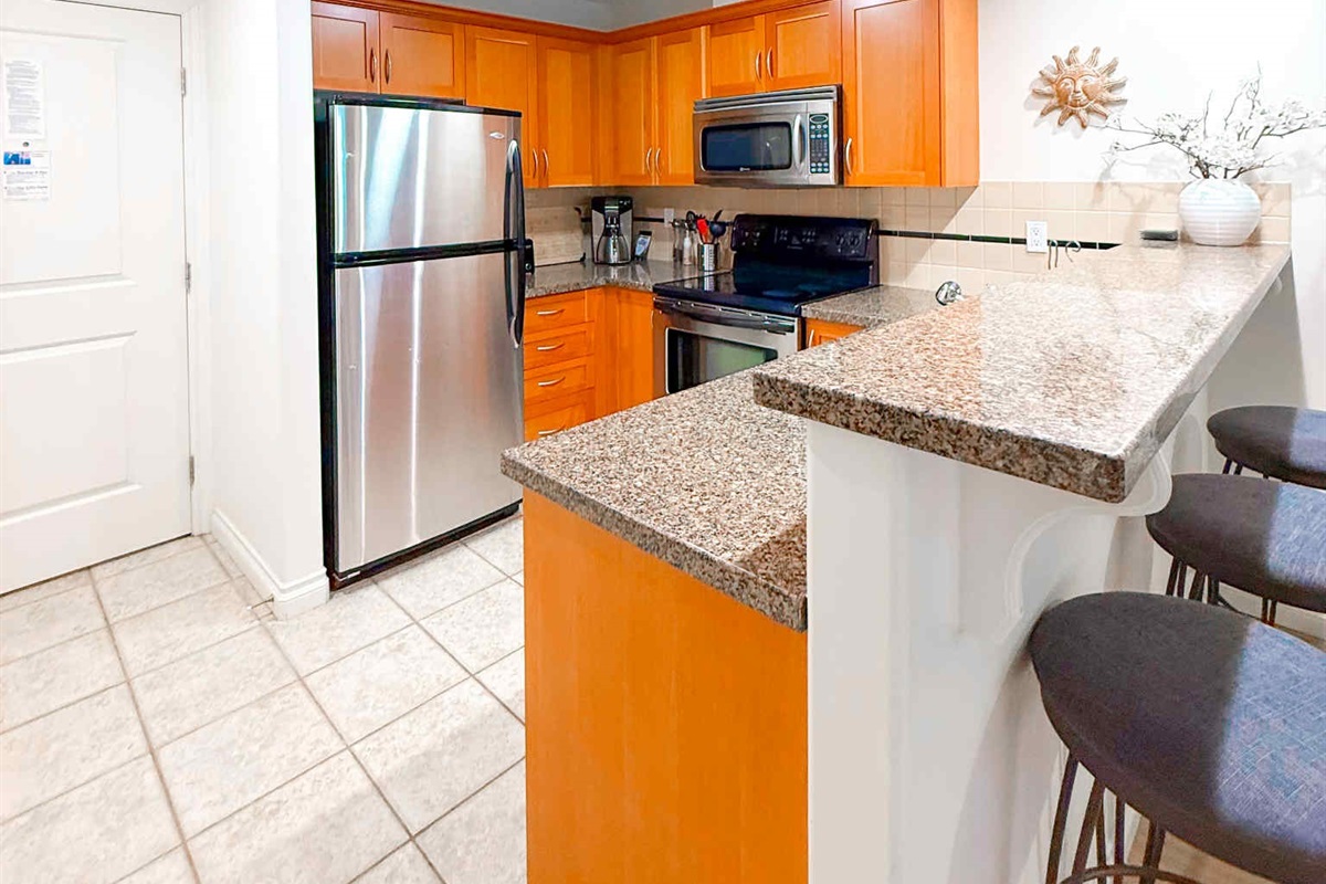 Unit A Modern Fully stocked Kitchen.