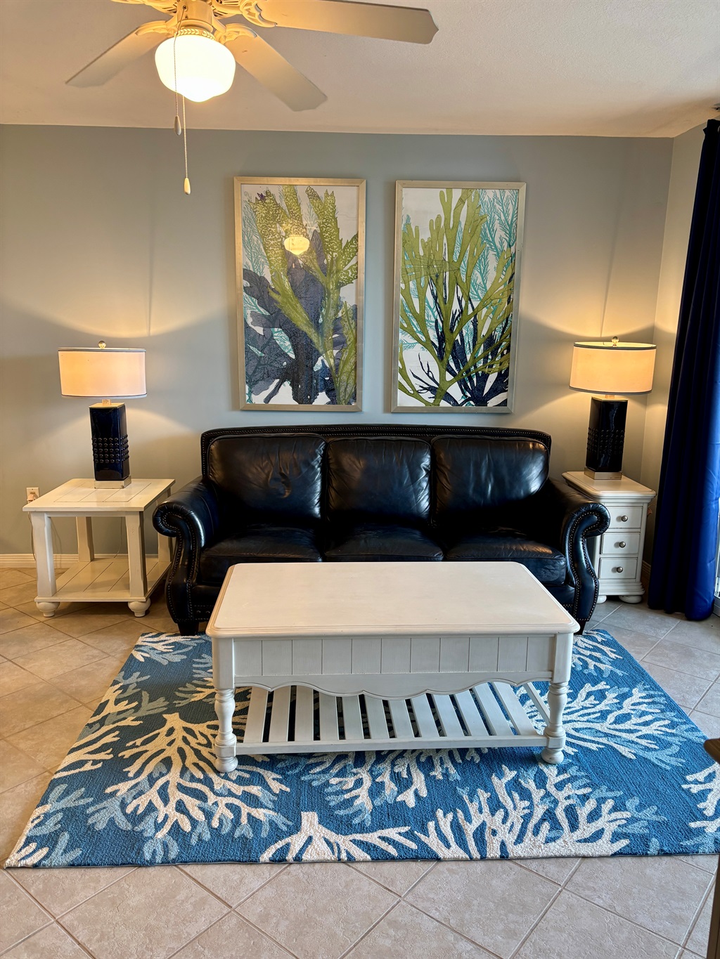 Living room with queen size sleeper sofa
