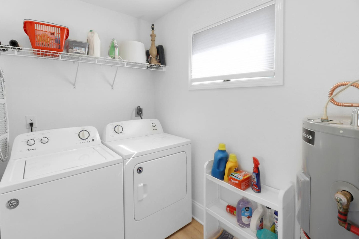 Run a load of laundry on the top level while you pack &mdash; the washer and dryer are right outside the master suite.