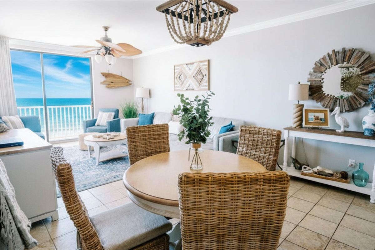 High-backed dining chairs = super comfy everywhere!