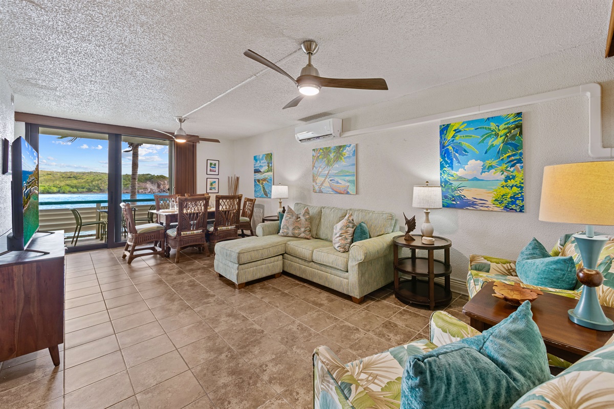 Sleeper sofa in the living room for additional sleeping arrangements