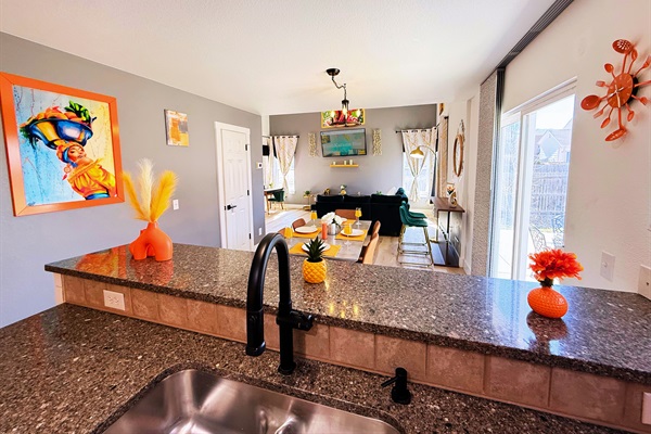 Bright, stylish, and inviting. The perfect space to relax and eat with family and friend