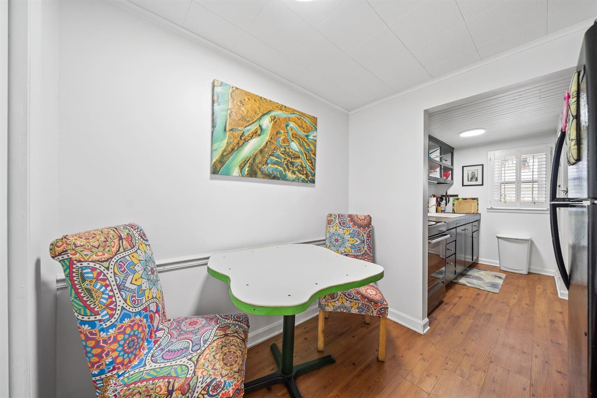 Enjoy a meal in a colorful dining area