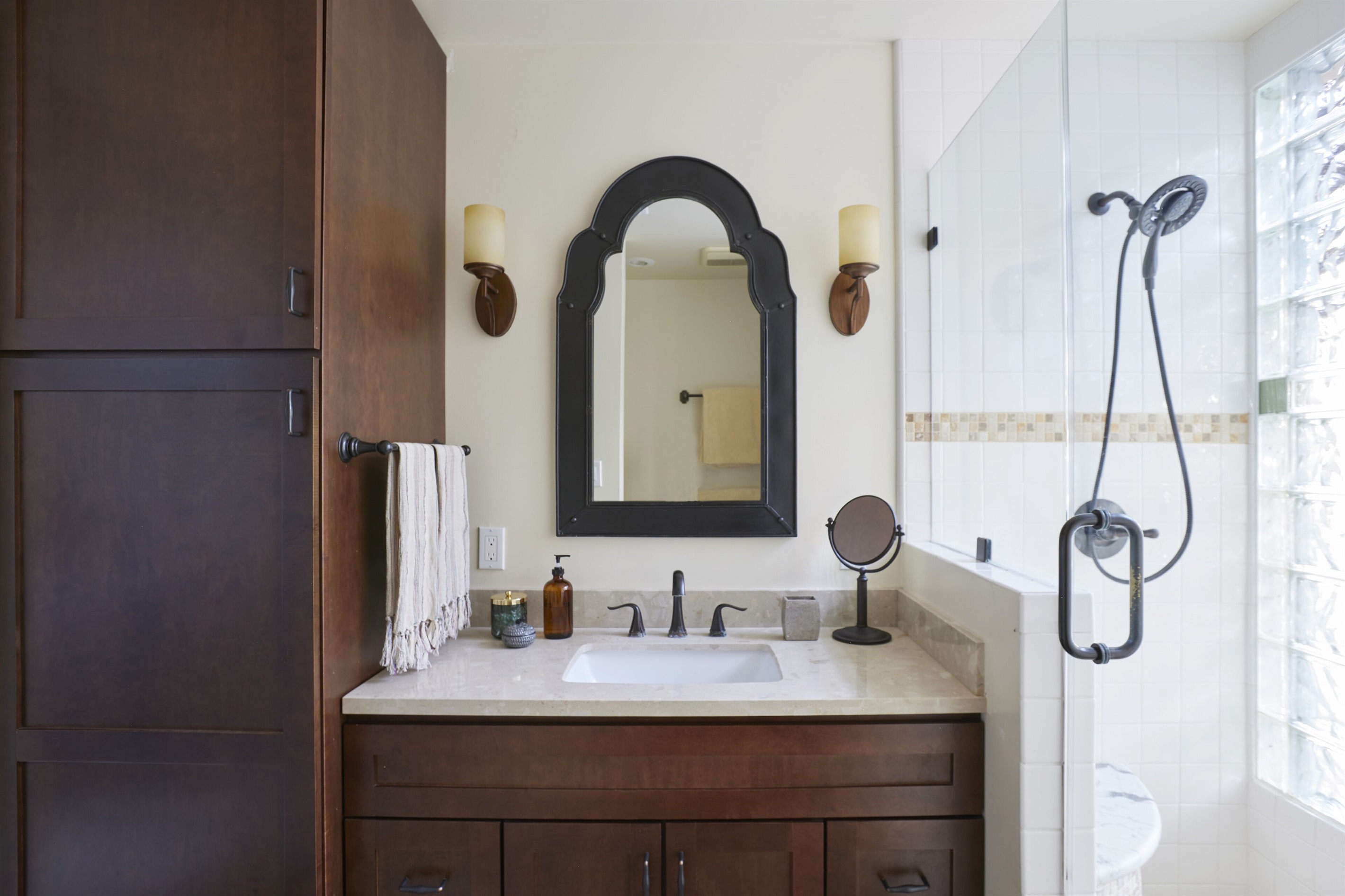 Aesop products included in bathroom.