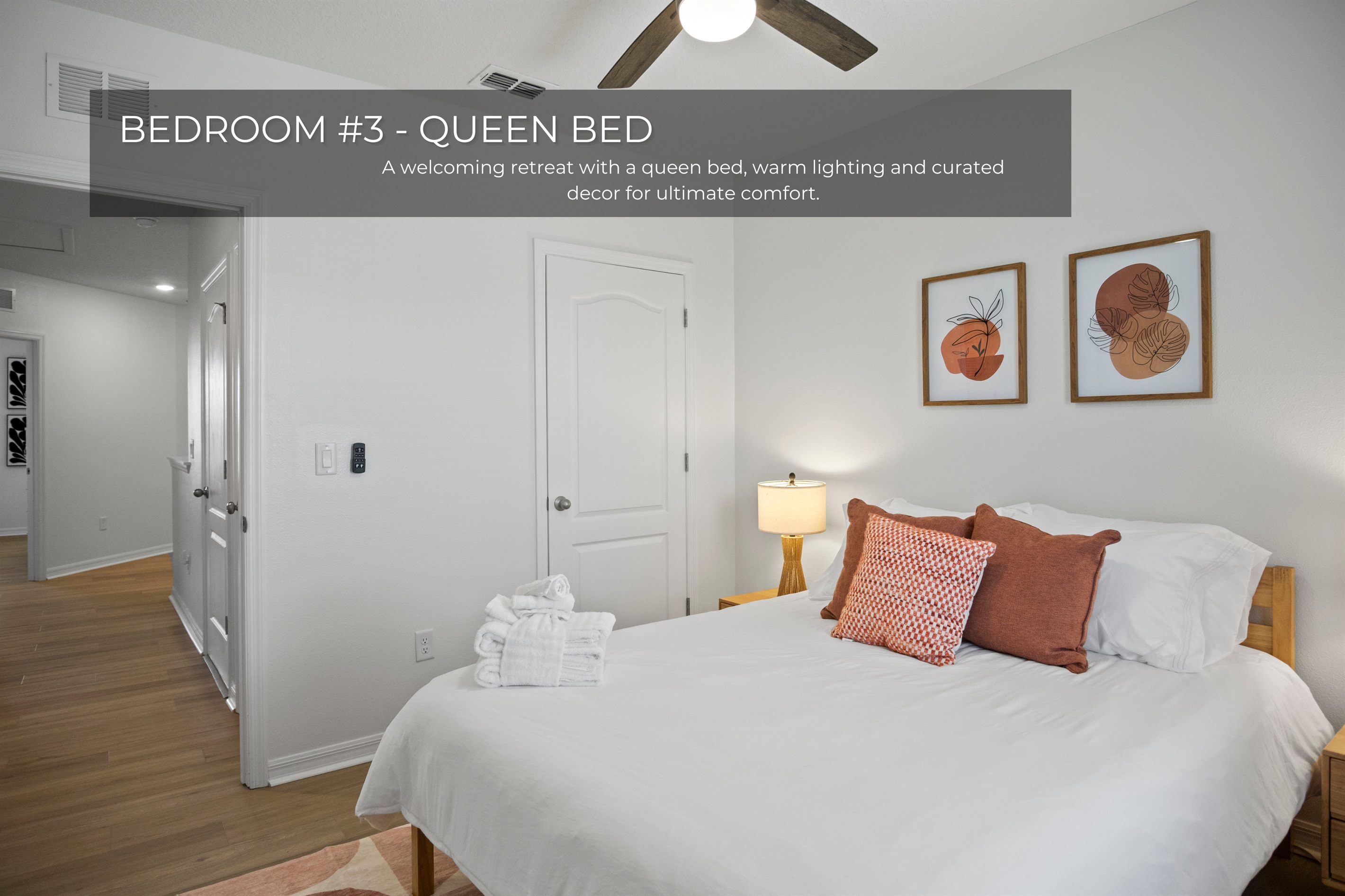 Bedroom 3 features a relaxing queen bed.