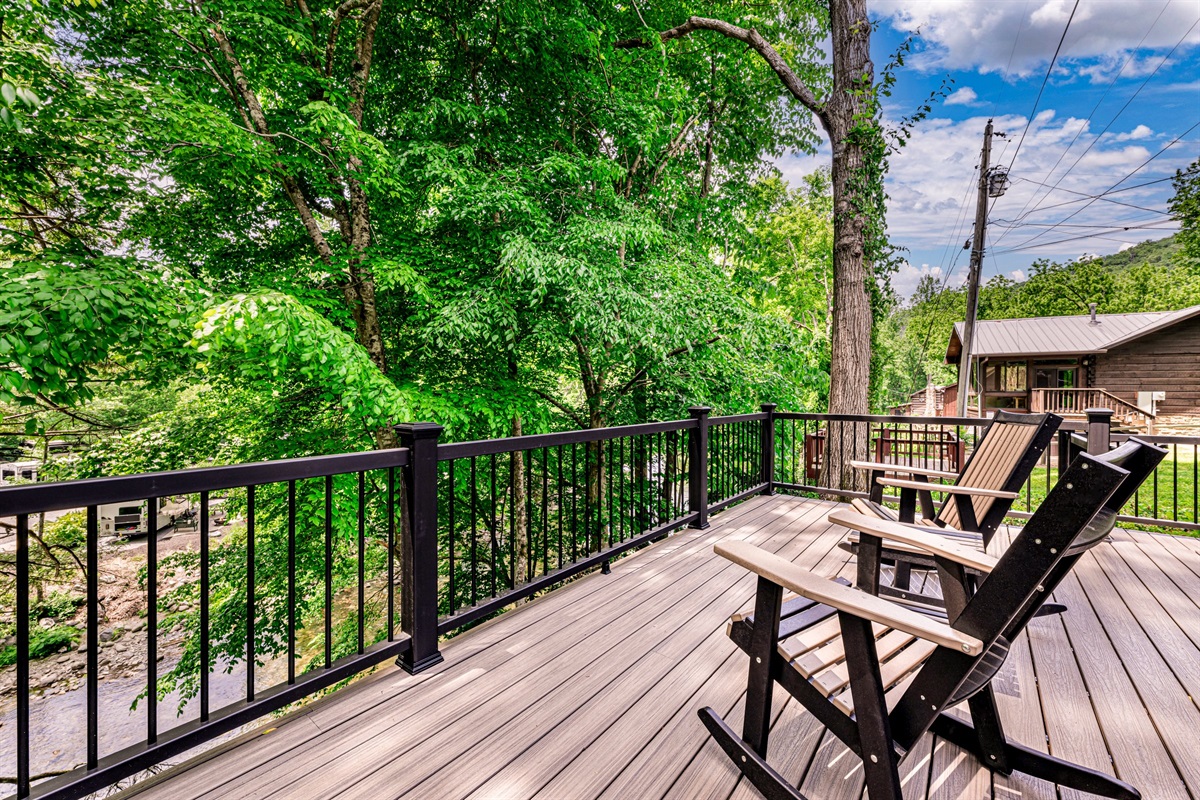 Back deck overlooking the river