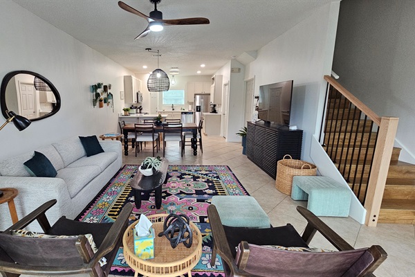 Smart TV to access all of your favorite shows. The sofa converts to a queen bed.