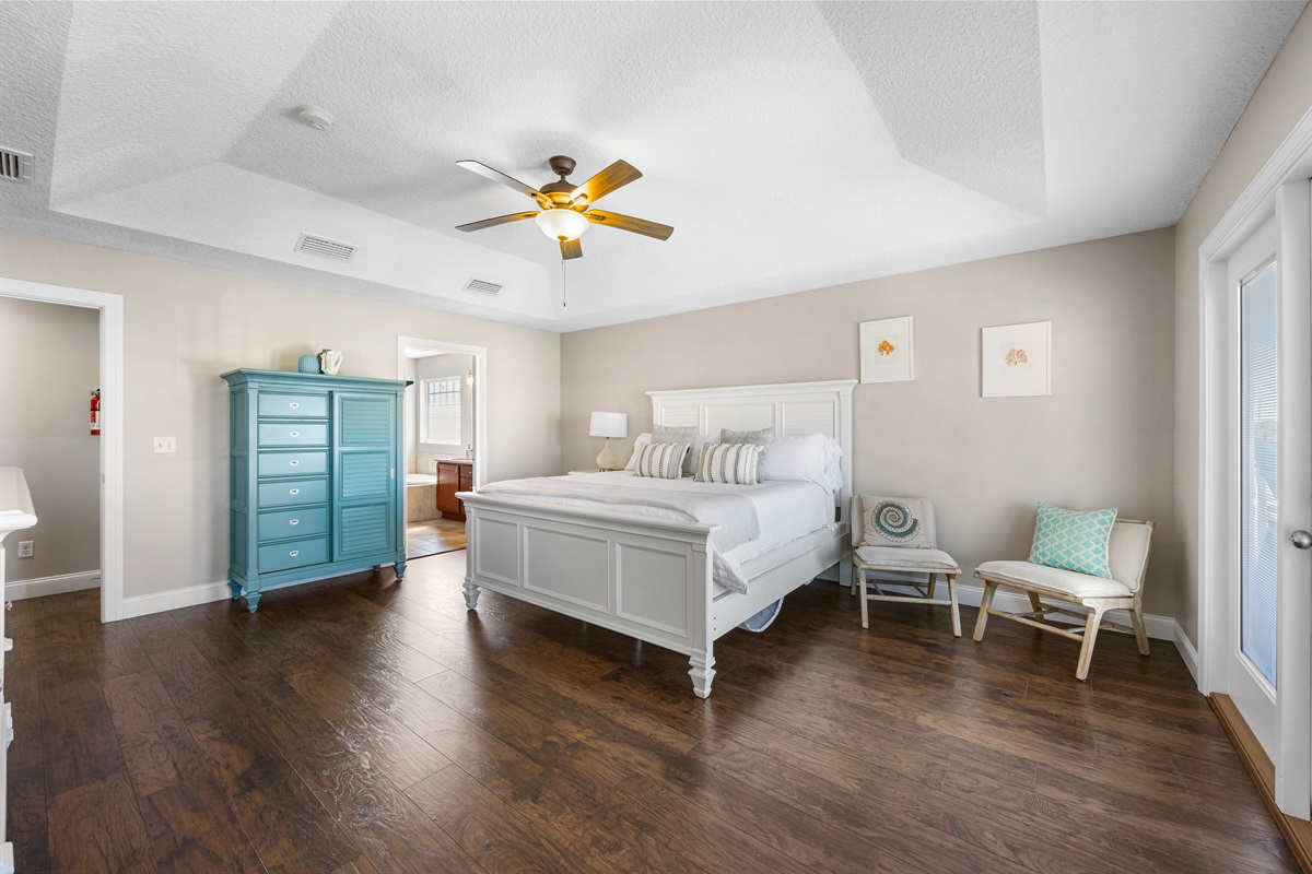 Master suite wide view with seating area