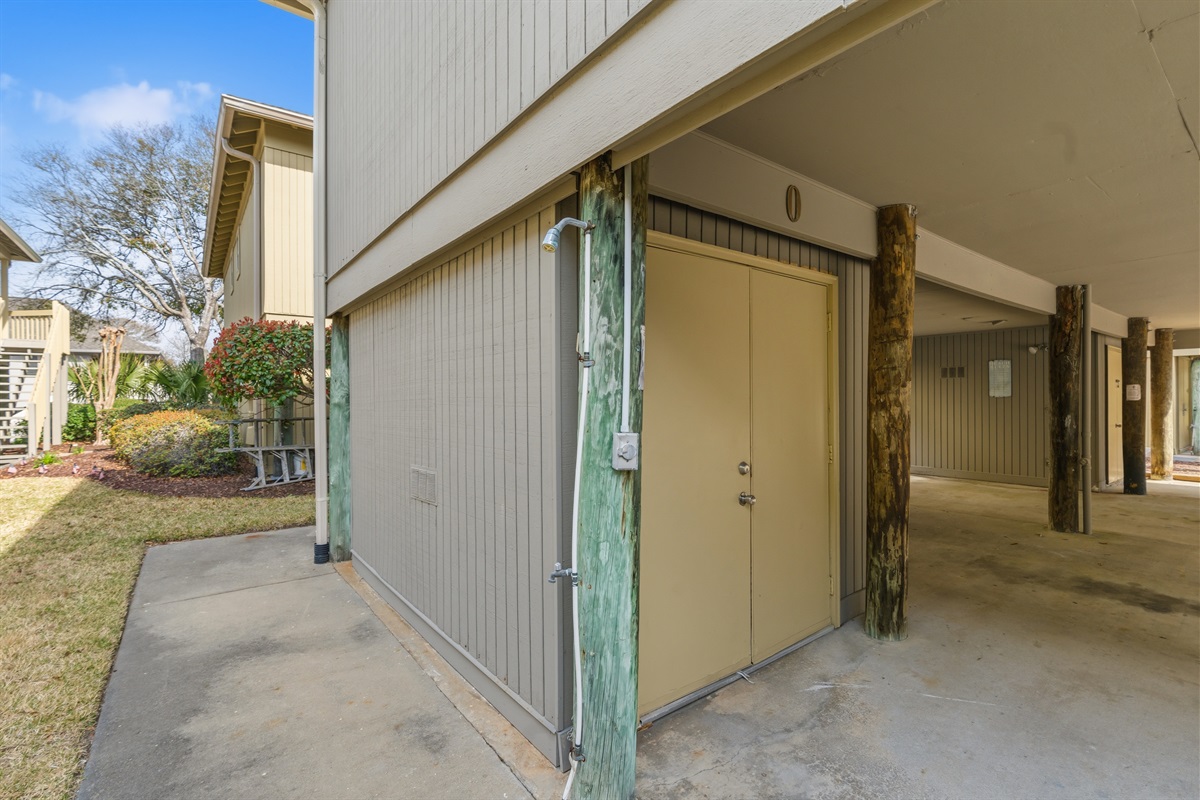 Outdoor showers after beach recreation
