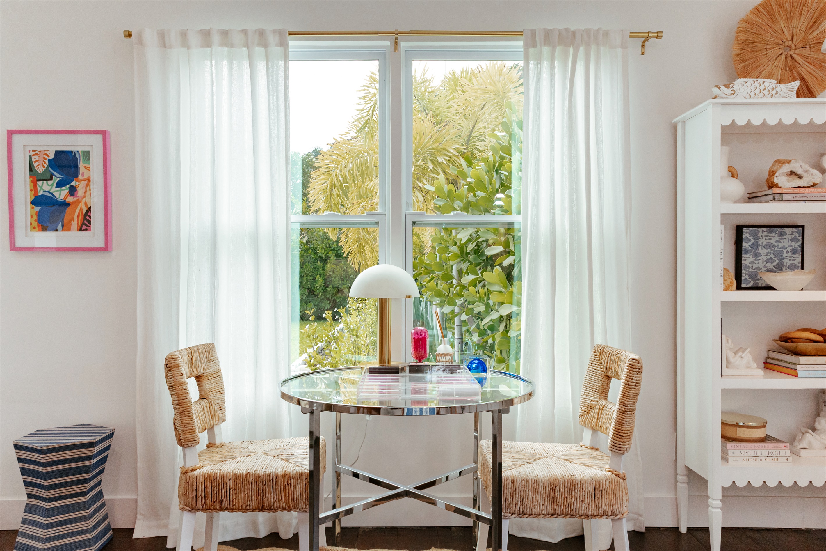 The parlor is tastefully designed for your comfort, from the Ralph Lauren accent pillows to lighting, decoration and comfortable seating.