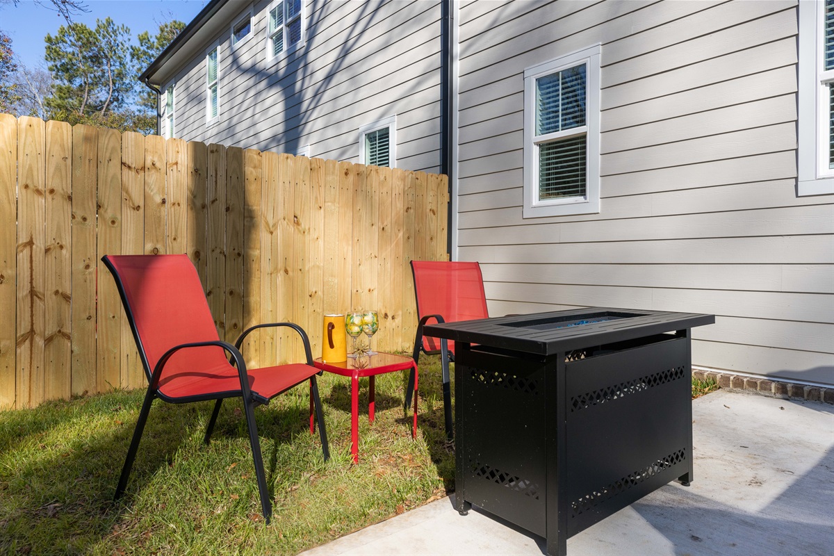Sit out in the sun with a drink and continue as the sun goes down at the fire pit.