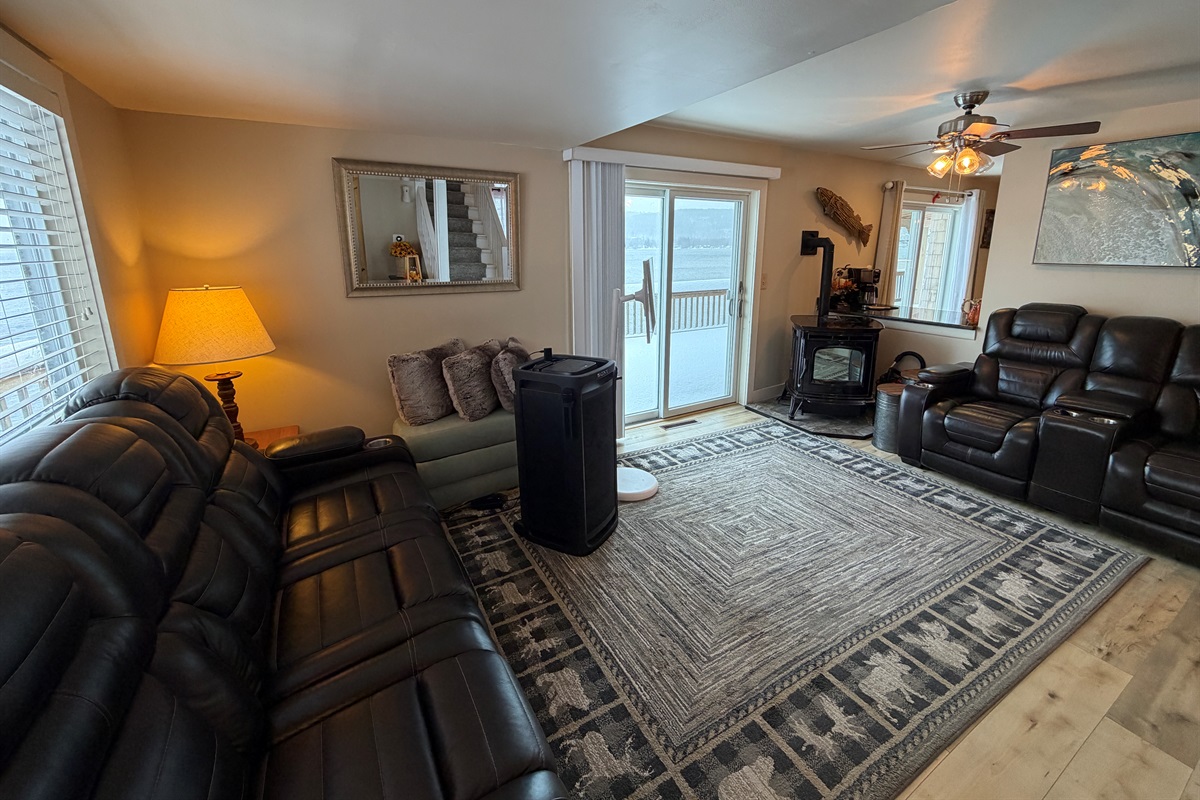 Living room with sliders to deck