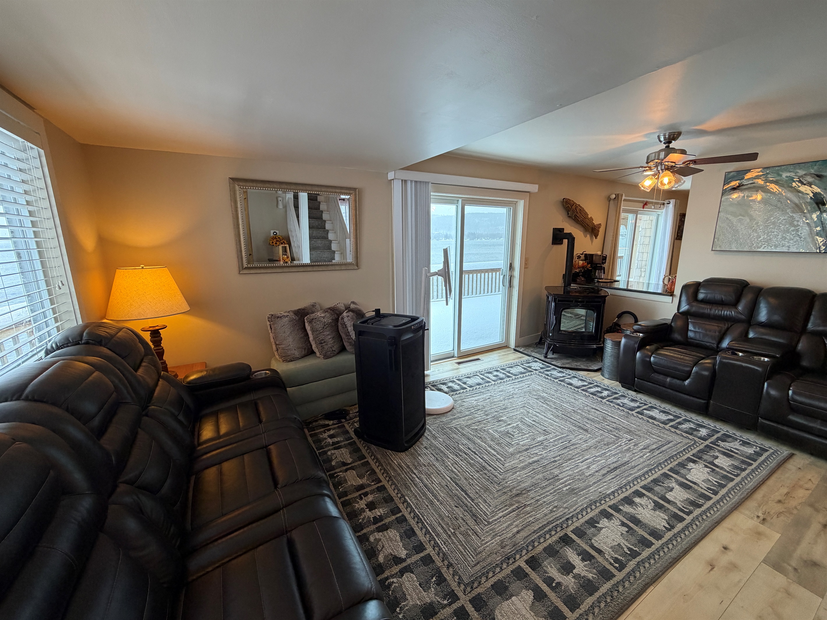 Living room with sliders to deck