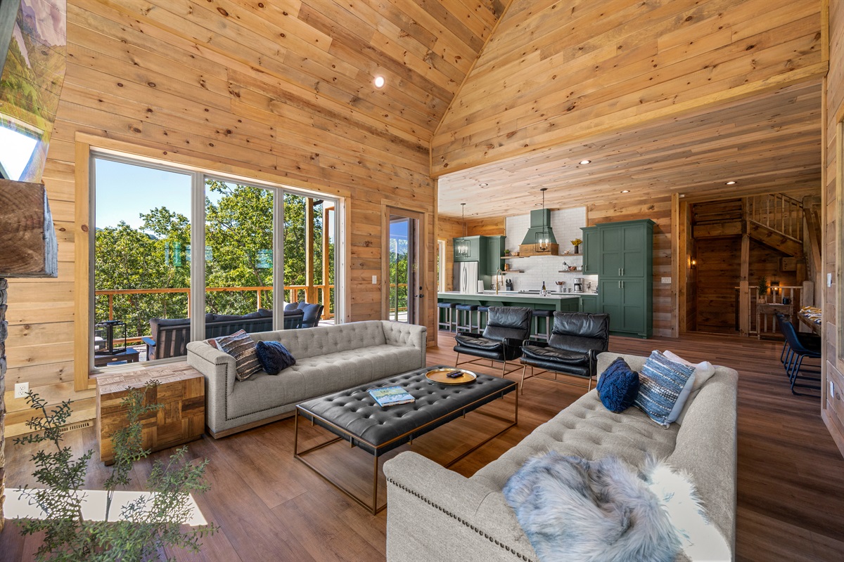 The living room and kitchen are open and great for entertaining