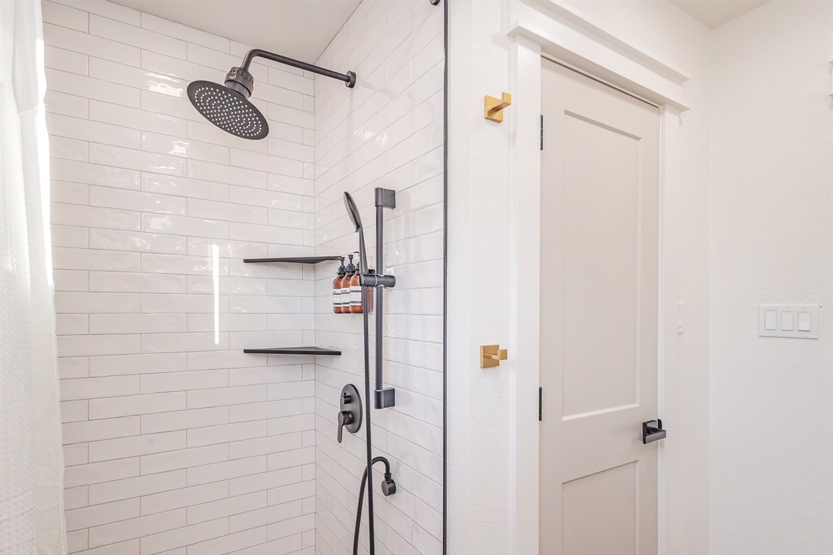 Spacious walk-in shower designed for easy access.
