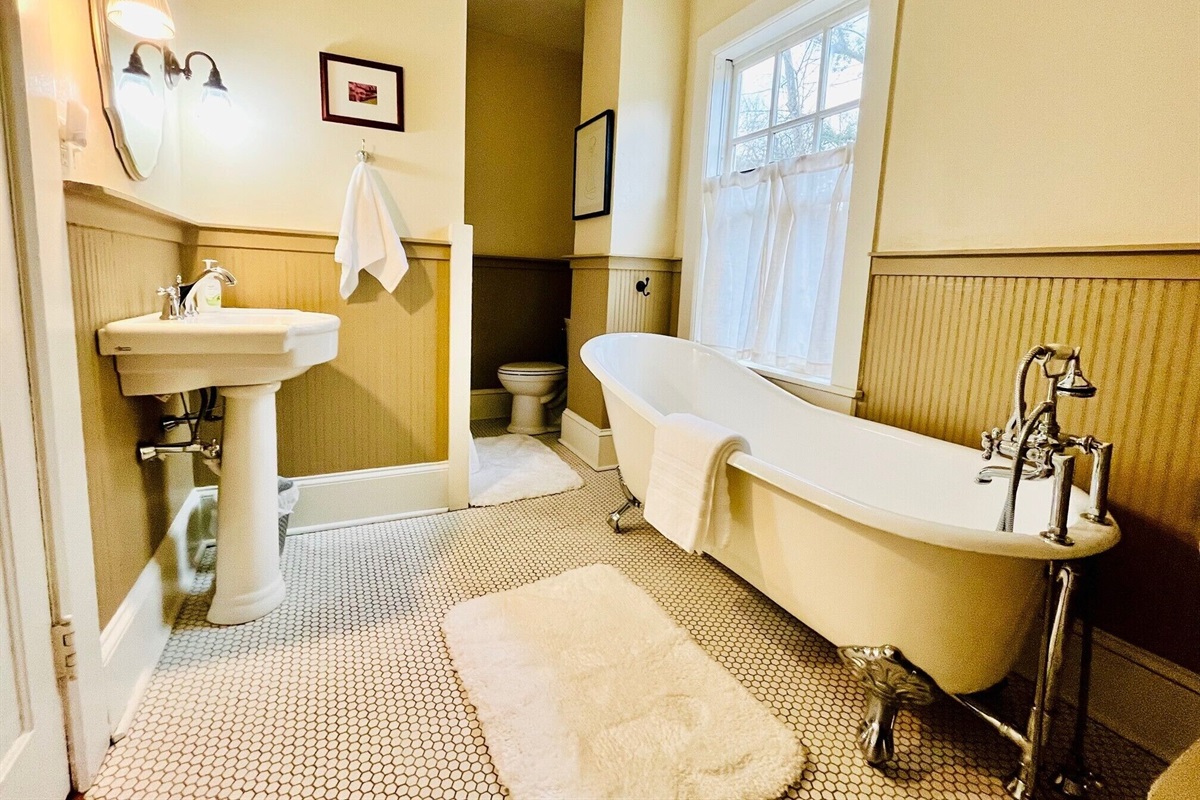 Soak away in the claw foot tub