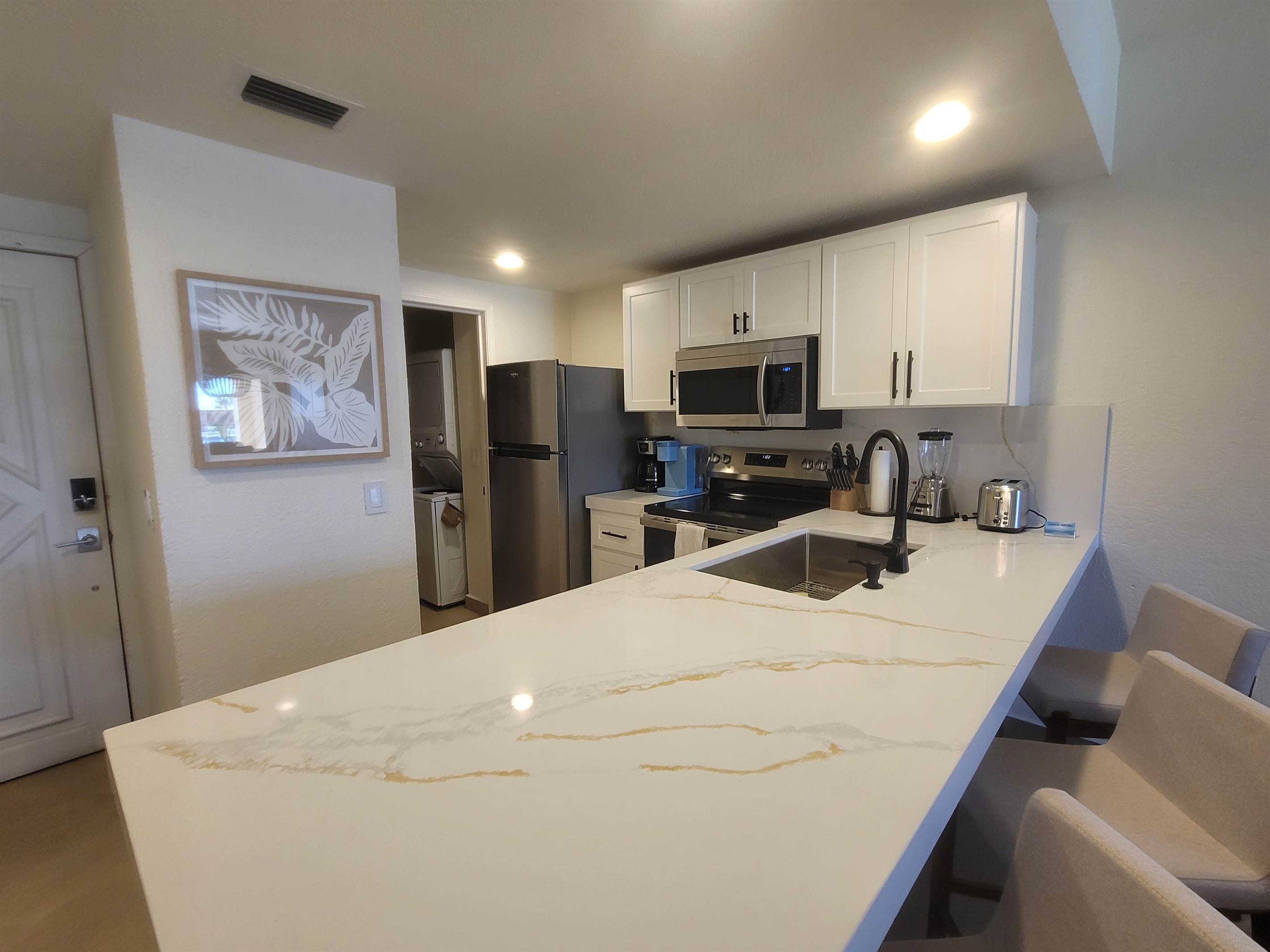 We have both a drip brew and Keurig. If you would like to use either coffee machine, be sure to bring your own coffee and pods for these!