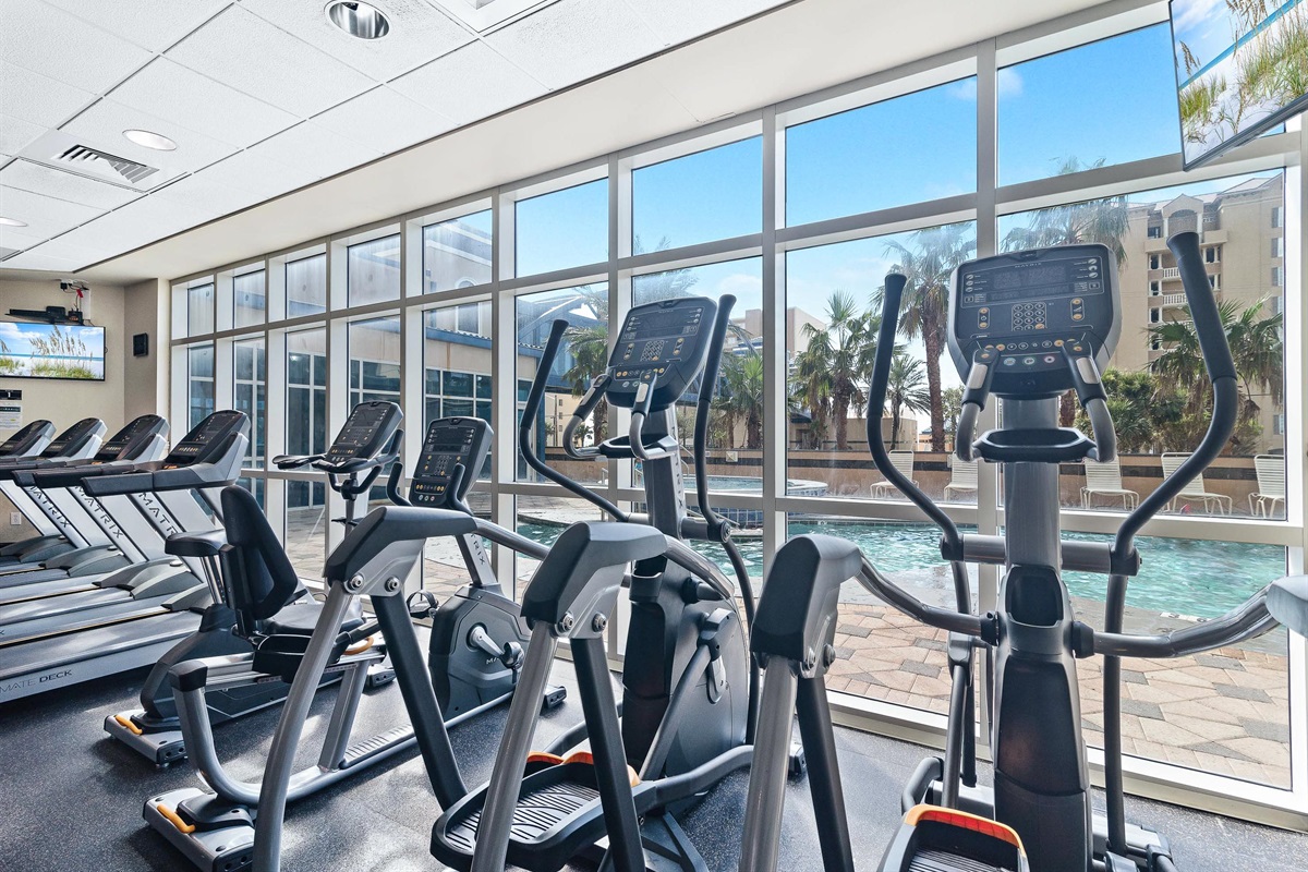 Stay active during your vacation in our fitness center with stunning ocean views.  Your well-being is our priority.