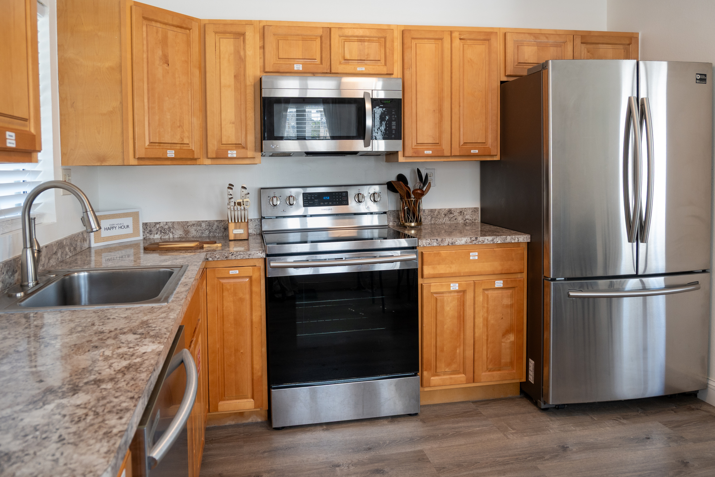 Stainless appliances and everything you need to cook