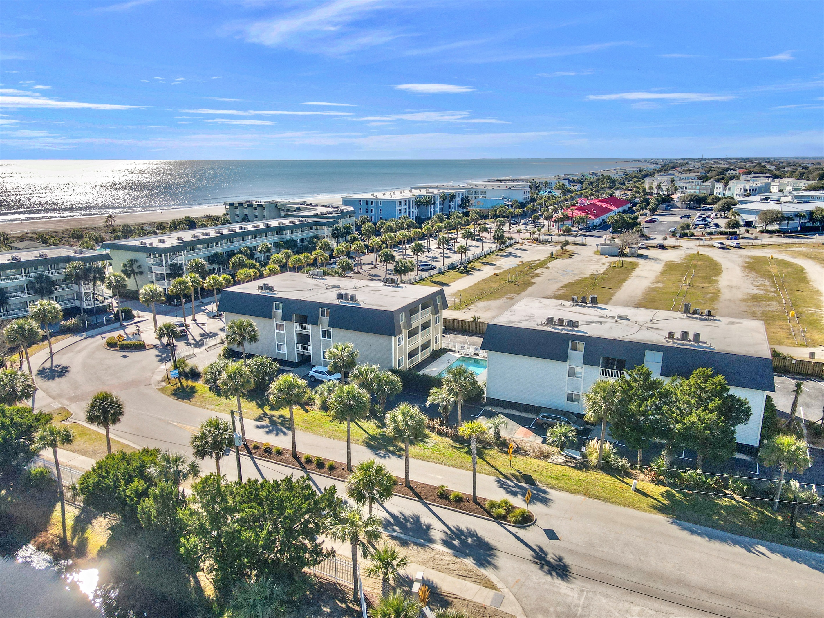 Aerial View of Complex | Beach Break | IOP Escapes Vacation Rentals | 1400 Ocean Blvd 106B, Isle of Palms SC