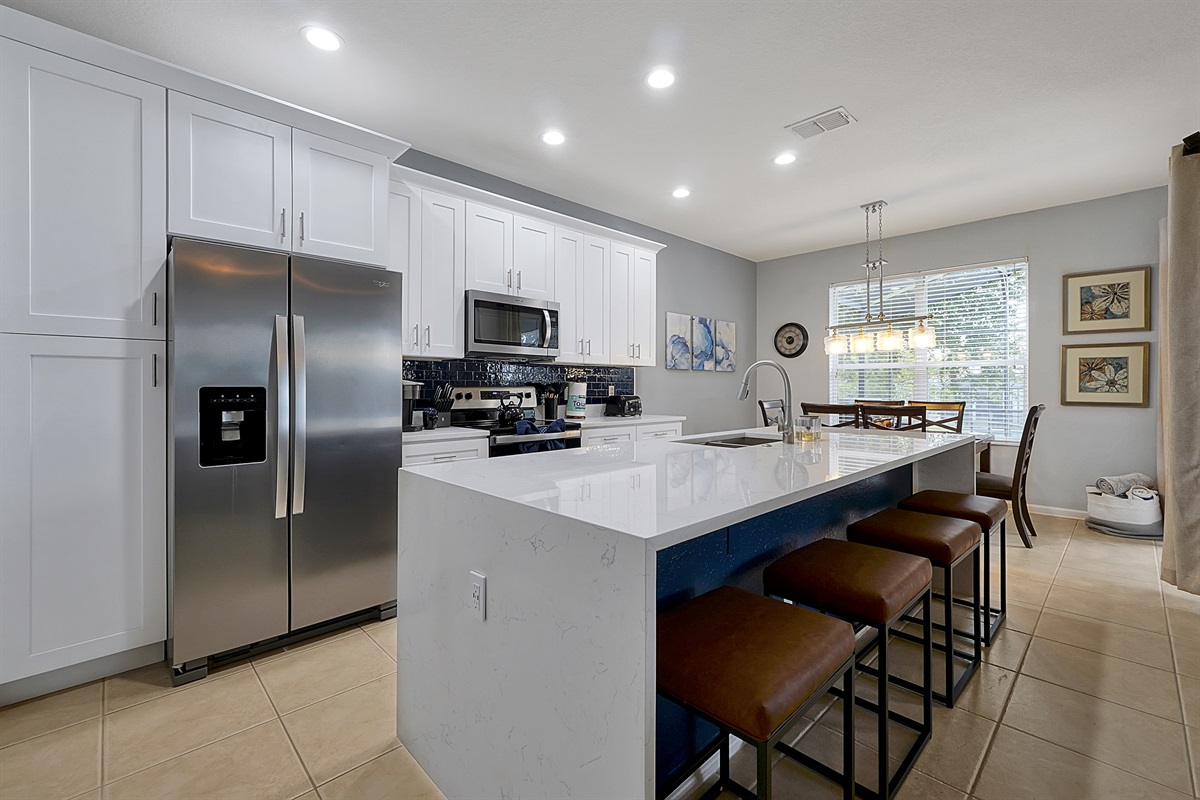 waterfall edge quartz counters