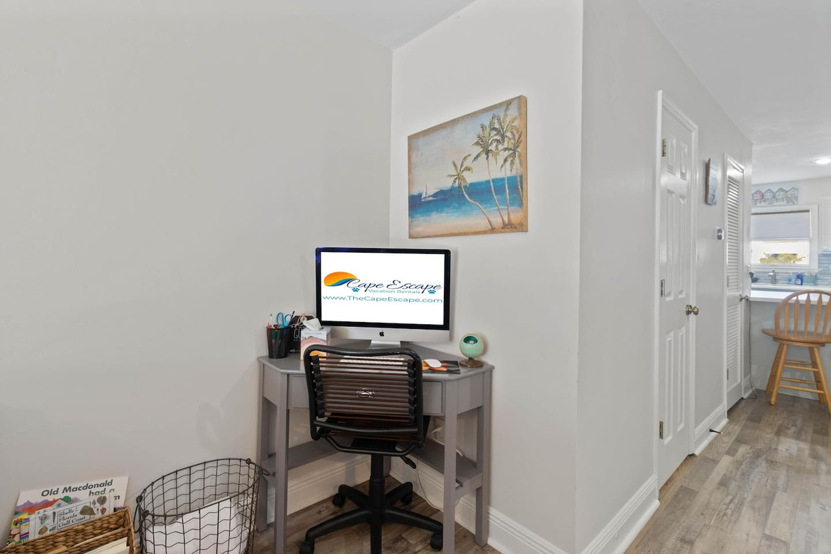 Handle a few emails from the main-floor workspace and get back to vacation mode &mdash; no need to take over the couch.