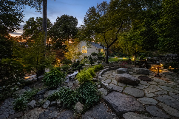 Serene Japanese Garden at twilight