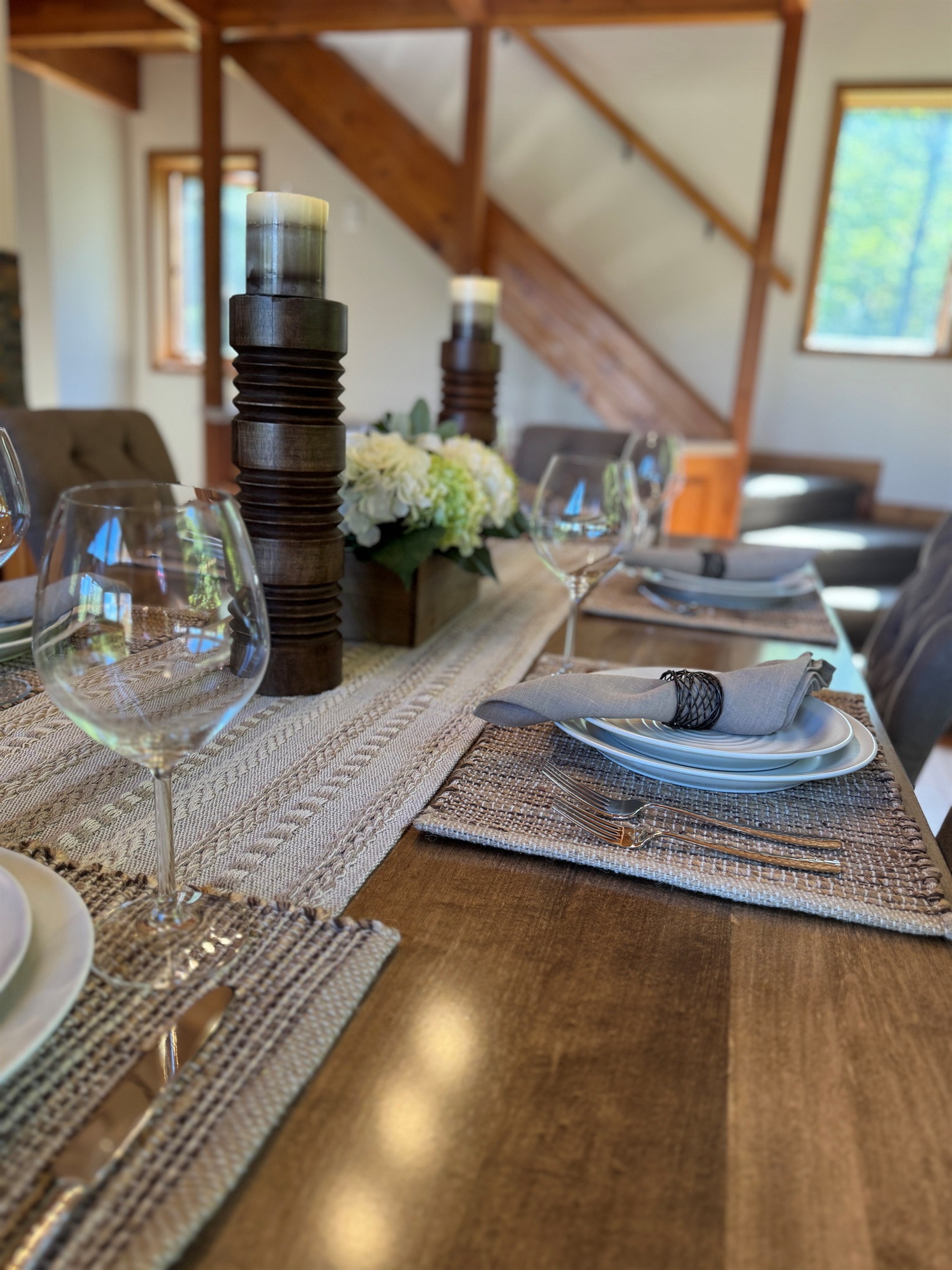 Dining area with stairs to 2nd floor