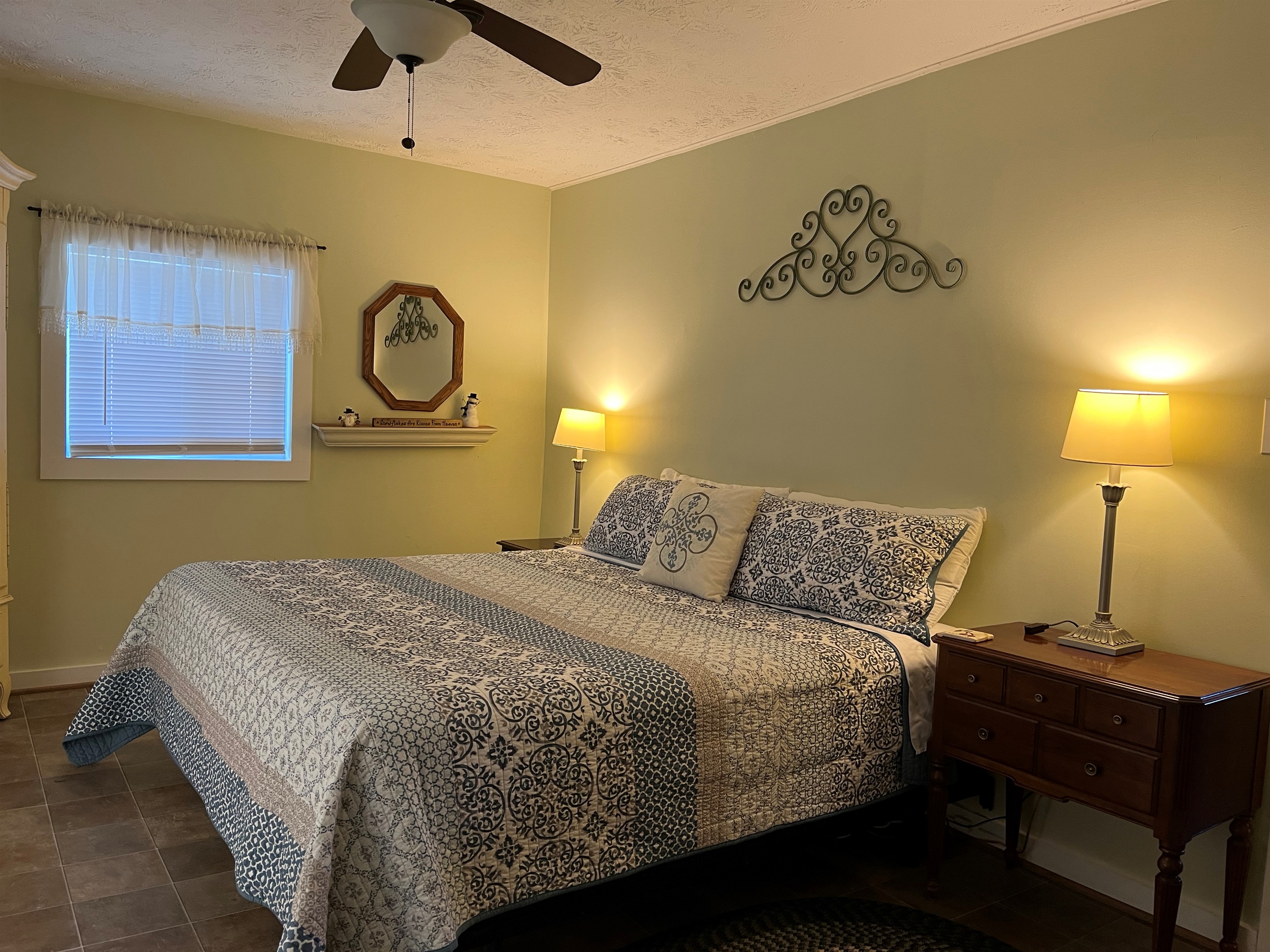 Master bedroom with a king bed.