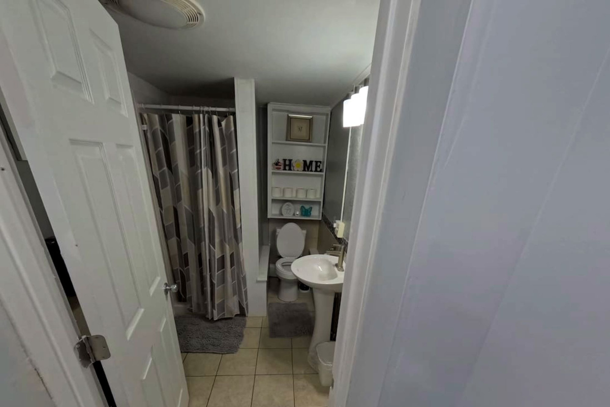 Full bathroom with walk in shower. This bathroom is downstairs. 