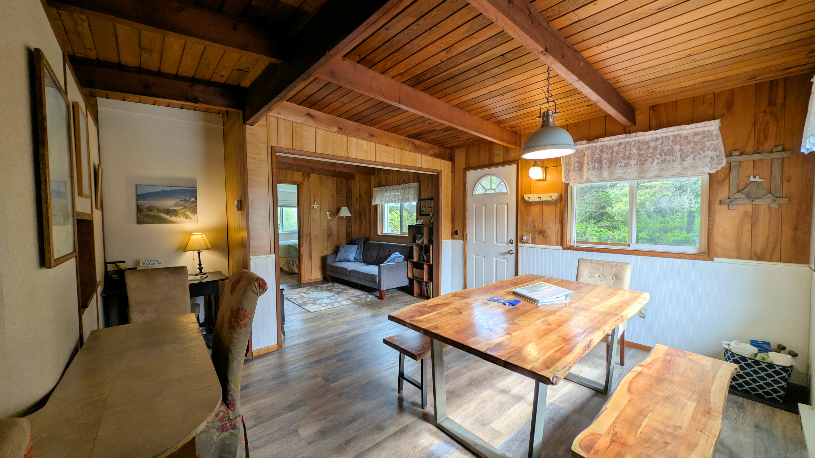 Dining room table for 6 - 2 chairs, 2 benches