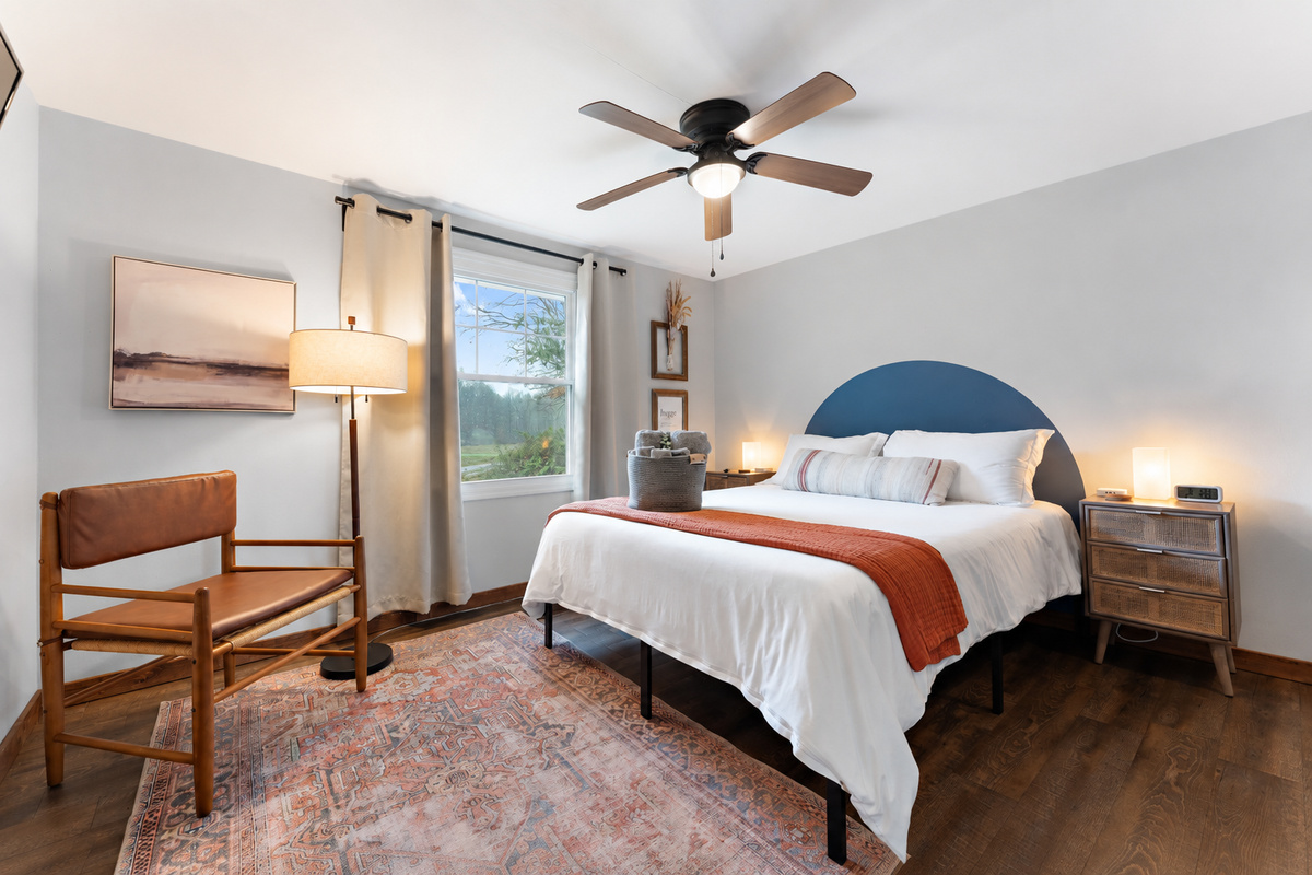 Each room is packed with amenities: TV's, seating area, charging stations, fans, hangers, luggage racks and more.
