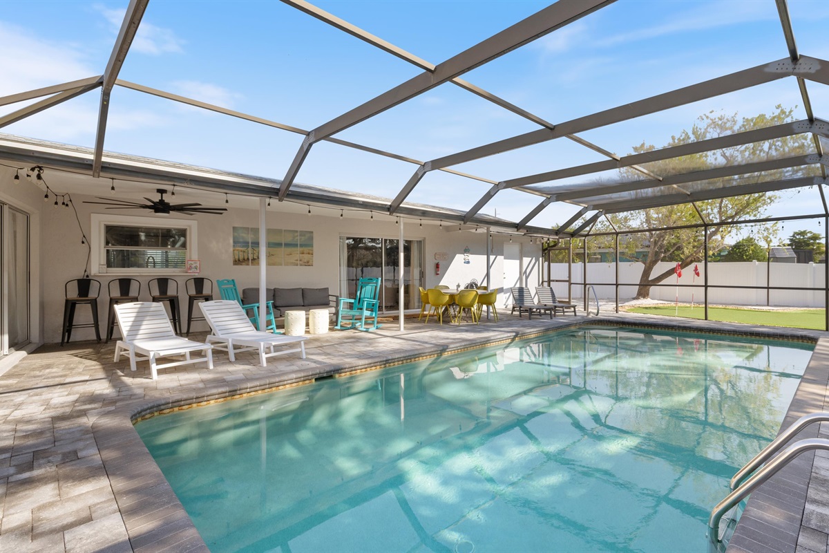 Enjoy the private heated pool salt water