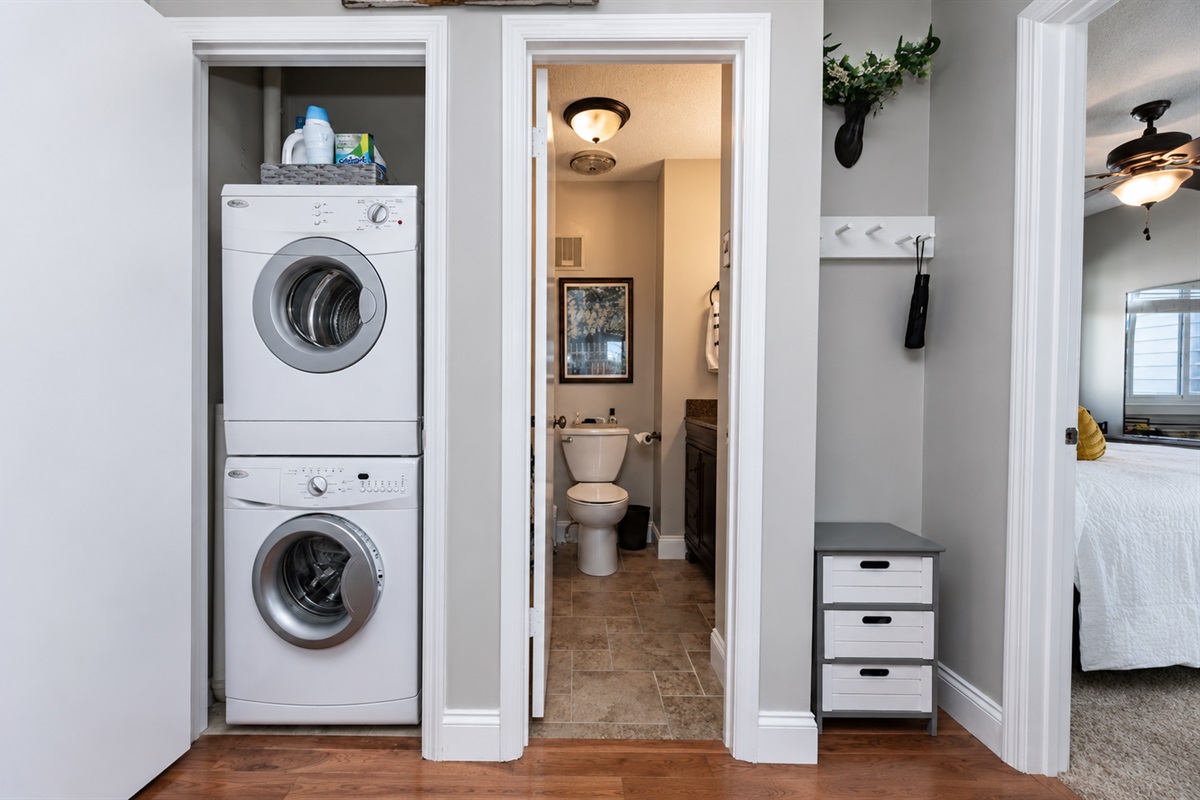 Washer and dryer located in the condo for your convenience.