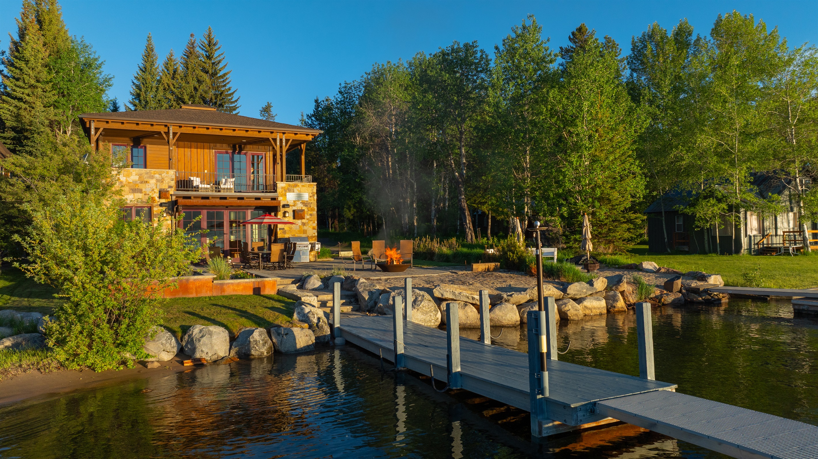 Dock-level view of Payette Lake — your morning starts here