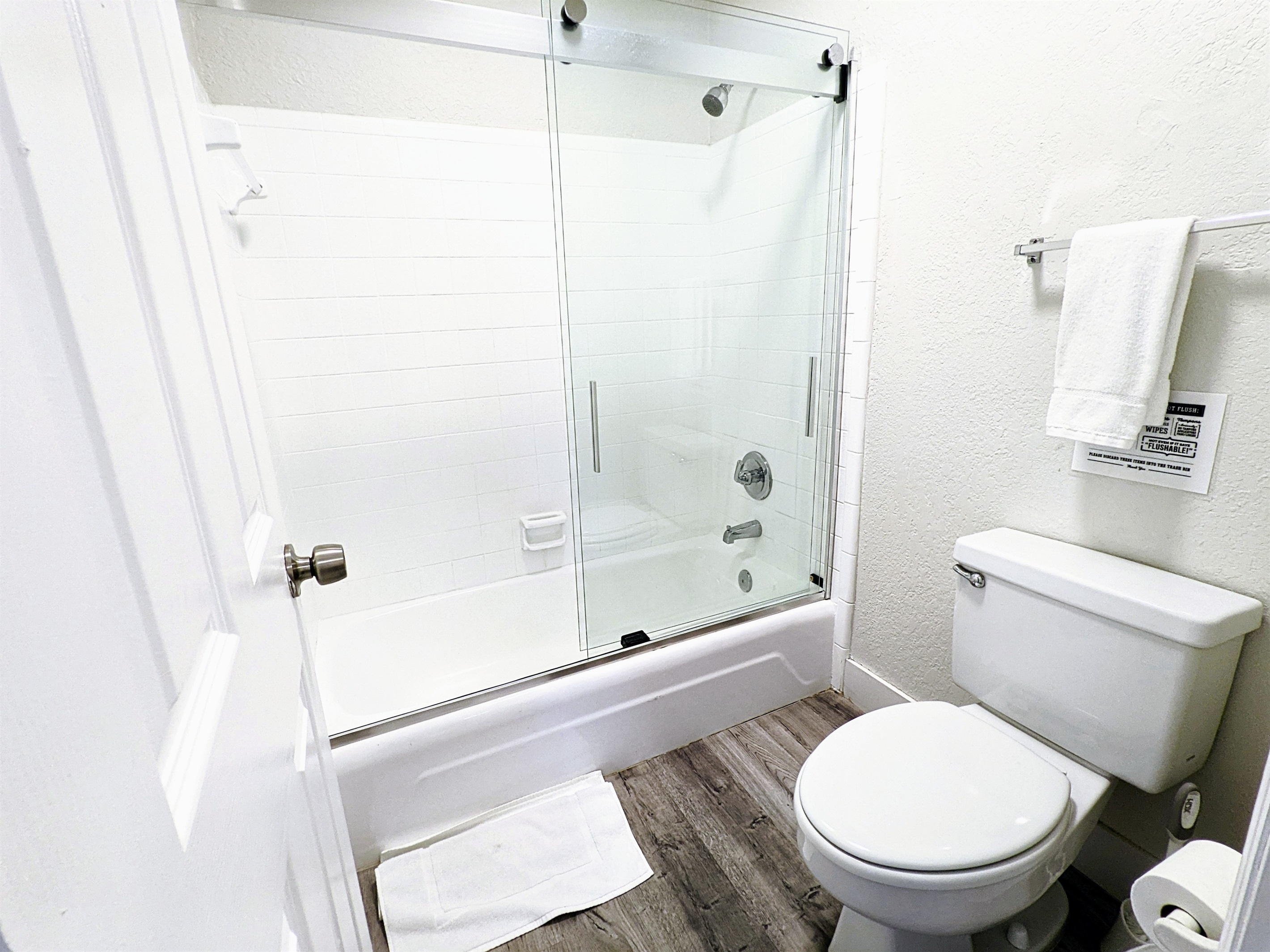 Bathroom with tub/shower combo.